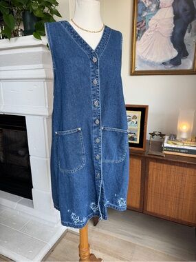 Sleeveless Denim Button-Front Dress